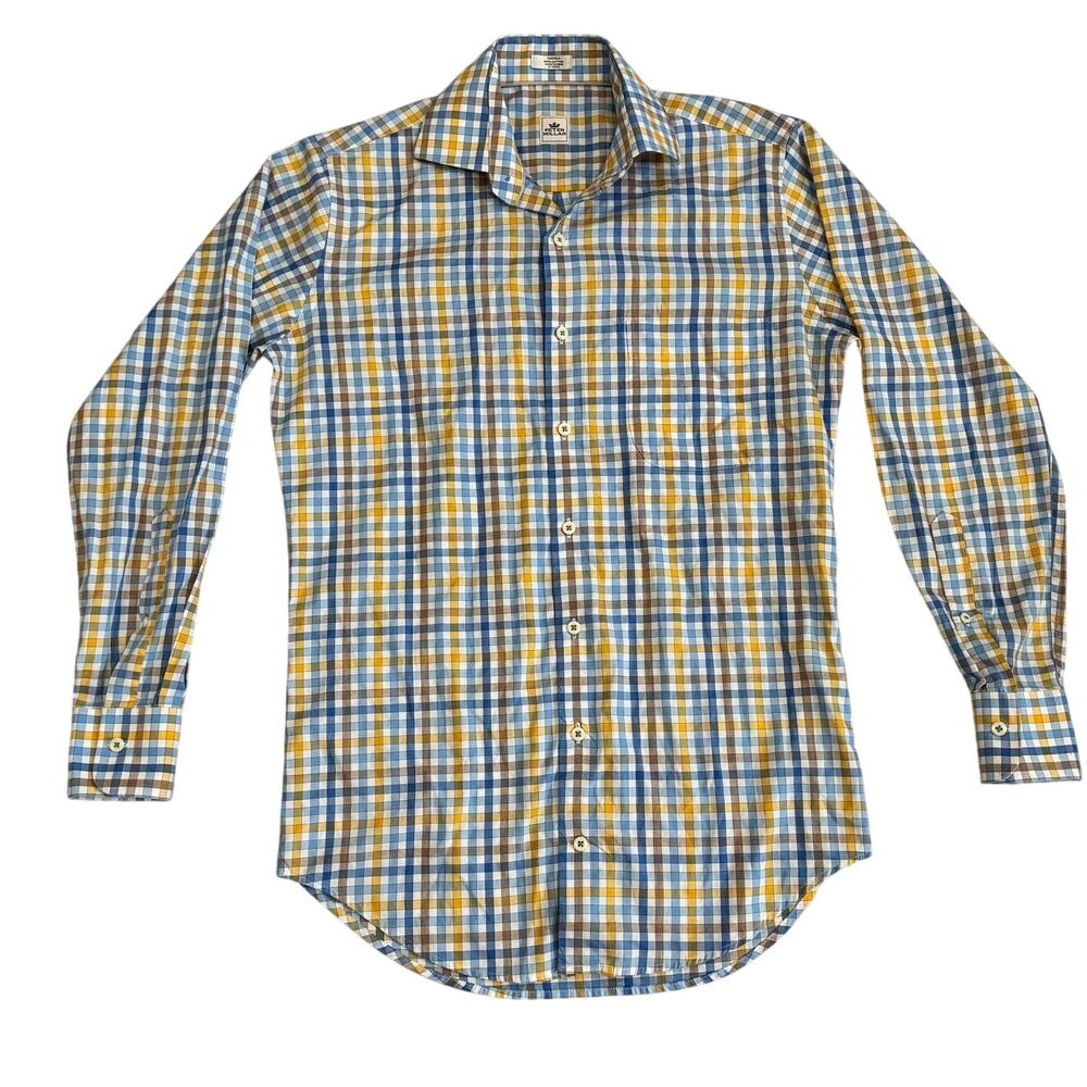 Peter Millar Plaid Button-Down Shirt Cotton Classic Fit Long Sleeve Mens S